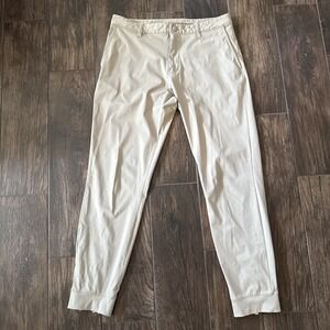 Rhone Computer Pro Jogger Pants Mens 32x28 Tan Tech Performance Ankle Zip Taper